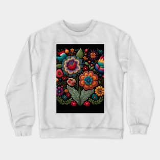 Botanical vintage Ethnic embroidery Floral design 4 Crewneck Sweatshirt
